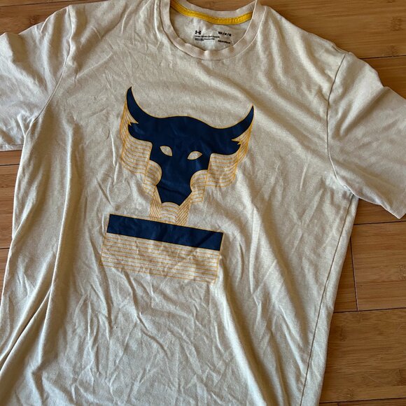Under Armour Shirt Yellow Project Rock Heat Gear Dwayne Johnson Bull - Picture 1 of 3